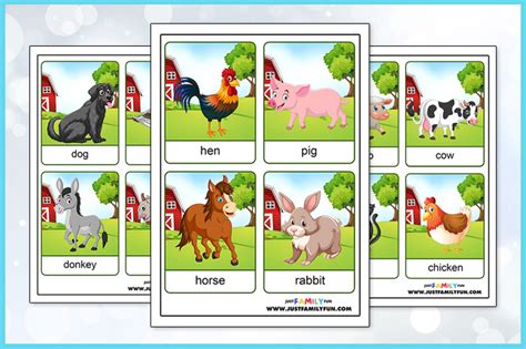 Free Printable Farm Animals Flashcards | Just Family Fun