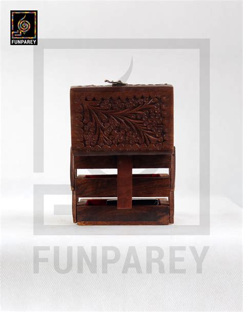 Hand Carved Wooden Cantilever Jewelry Box 46 Funparey