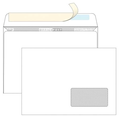 Почтовый конверт С5 ОФИСПОСТ, со стрипом, правое окно (45×90 мм), 1000 ...