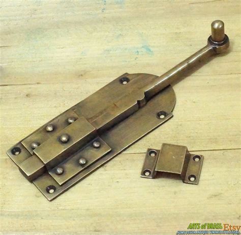 751 Set Vintage Gate Door Latch Slot Antique Solid Brass Door