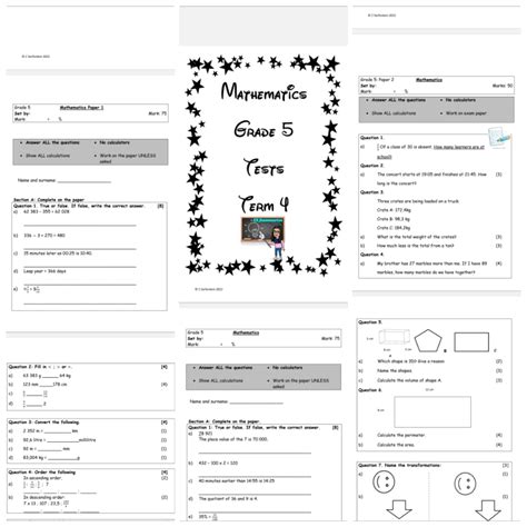 Grade 5 Maths Tests Term 4 • Teacha