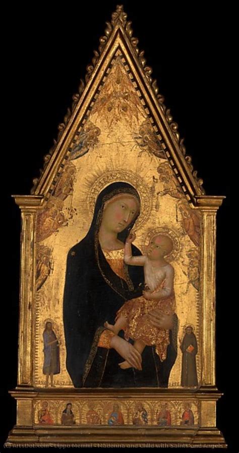 Reproducciones De Pinturas Madonna y Niño con Santos y Ángeles 1350 de