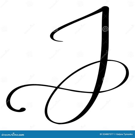 Hand Drawn Vector Calligraphy Letter Capital J Script Font Logo