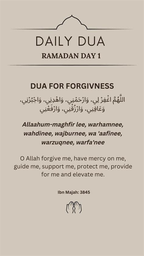 An Islamic Prayer Card With The Wordsdua Forforgivness