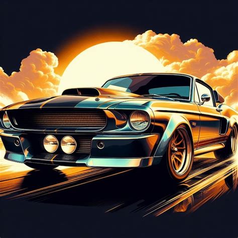 Impressive Shelby Ford Mustang Eleanor Car GT500 Vector Art