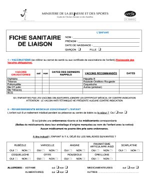 Remplissable En Ligne Sarreguemines L FICHE SANITAIRE DE LIAISON