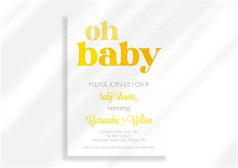 Editable Yellow Baby Shower Invitation Template - Etsy