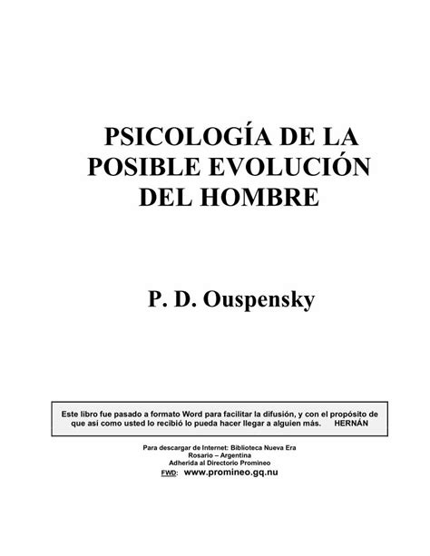 Pdf Ouspensky Psicoloog A De La Posible Evoluci N Del Hombre