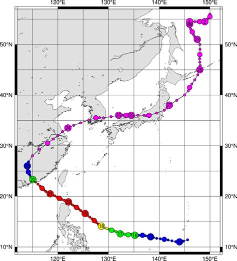 Digital Typhoon Typhoon Clara Detailed Track Information