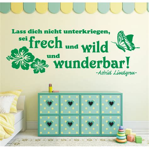 WANDTATTOO Frech Wild Wunderbar Zitat Lindgren Kinderzimmer