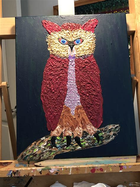 Great Horned Strawberry Owl : r/painting