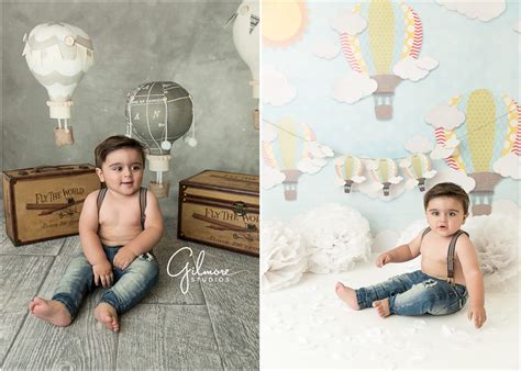 Hot Air Balloon First Birthday Cake Smash Gilmore Studios Orange County CA Gilbert AZ