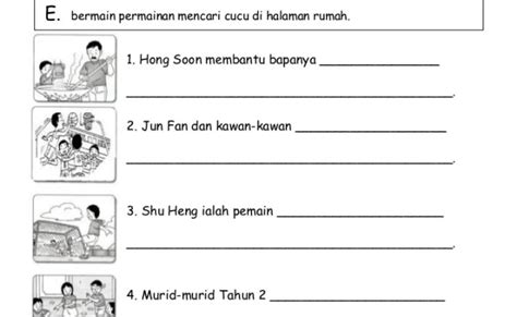 Latihan Membina Ayat Berdasarkan Gambar Lembaran Kerja Prasekolah