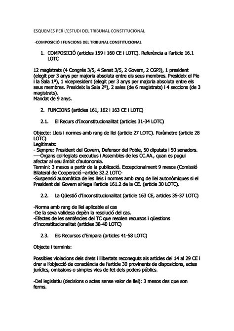 Esquema Sobre El Tc Composici Recurs Dincons I Recurs Dempara