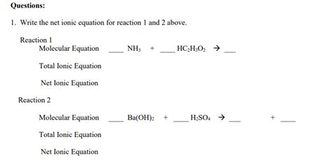 Solved Questions Write The Net Ionic Equation For Reaction 1