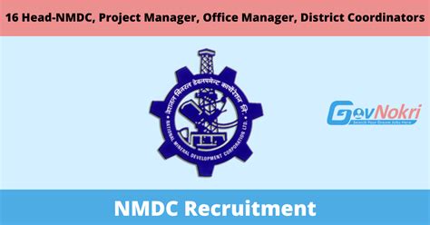 Nmdc Hiring Notification For Post Of Head Nmdc Project Manager