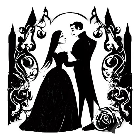 Victorian Dark Romance Black and White Gomez and Morticia Graphic ...