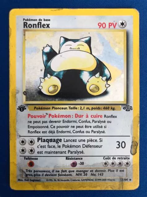 CARTE POKÉMON Ronflex 13 64 Edition 1 Holo Jungle Wizards EUR 5