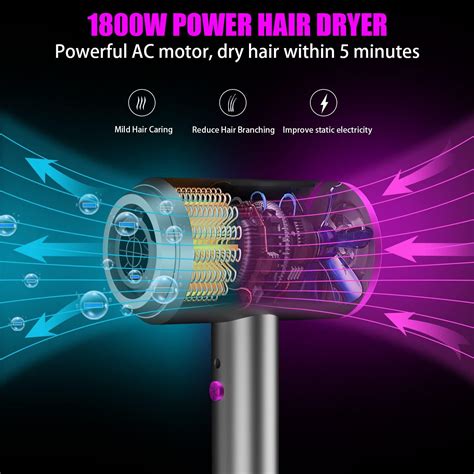 Ionic Hair Dryer 1800w Professional Blow Dryer With Ac Motor Negative Ion Technology 3 Heat