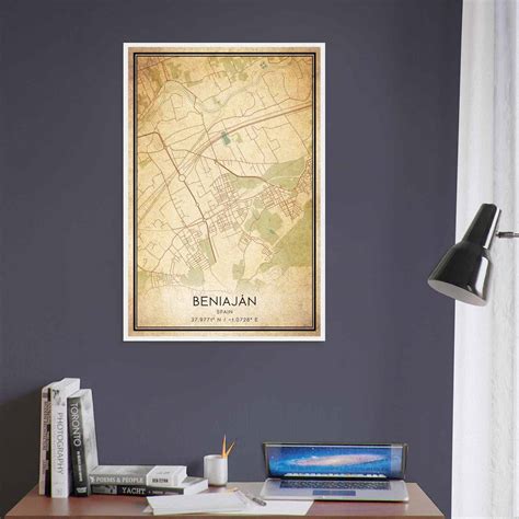 Vintage Beniajan Spain Map Poster, Beniajan City Road Wall Art Print