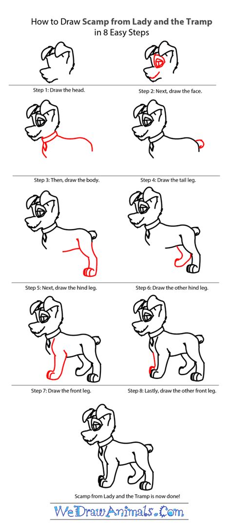 How To Draw Scamp From Lady And The Tramp