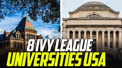 The 8 Ivy League Universities In Usa Youtube