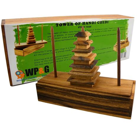 Tower of Hanoi Chedi - Wooden Brain Teaser Puzzle-255