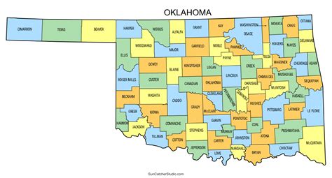 Oklahoma County Map (Printable State Map with County Lines) – Free ...