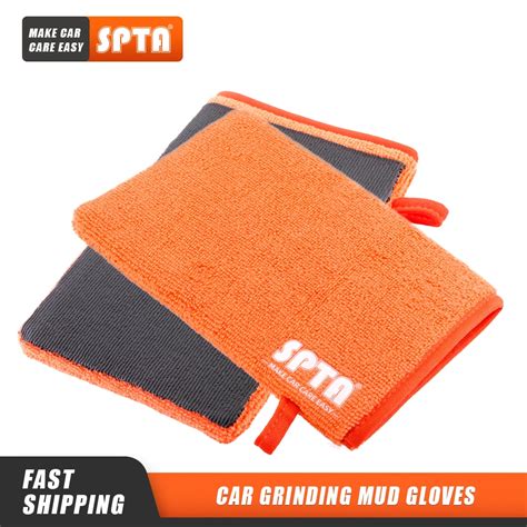 Pc Spta Magic Clay Bar Mitt Microfiber Washing Gloves Car Cleaning