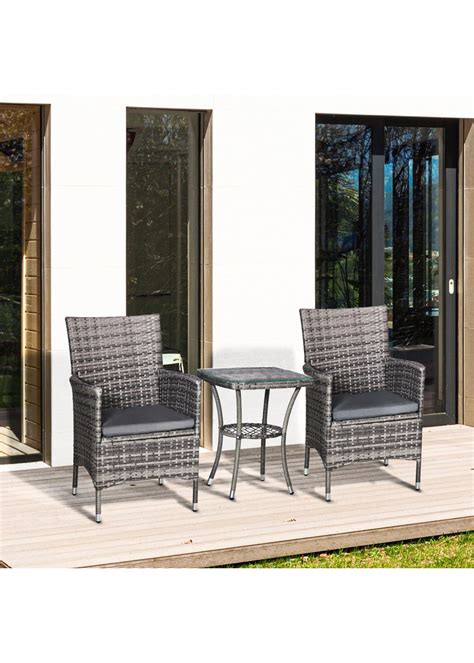 Outsunny Piece Rattan Garden Bistro Furniture Set Matalan