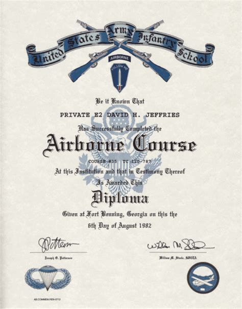 Airborne Basic School Fort Benning Certificate