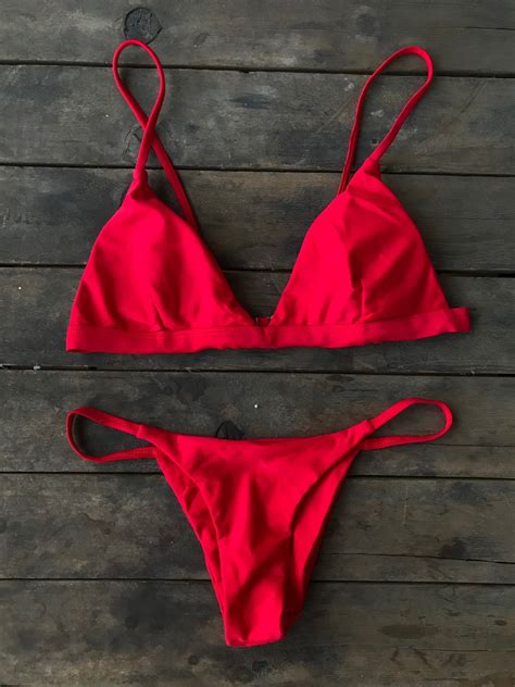 Red Cheeky Bikini Women S Fashion Swimwear Bikinis Swimsuits On Carousell
