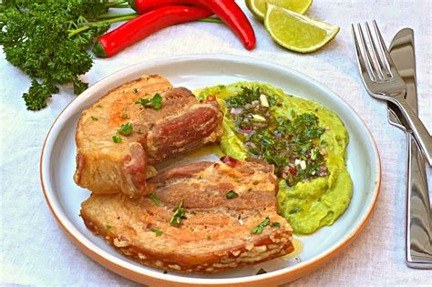 Best Air Fryer Pork Belly Chicharron With Chimichurri Guacamole