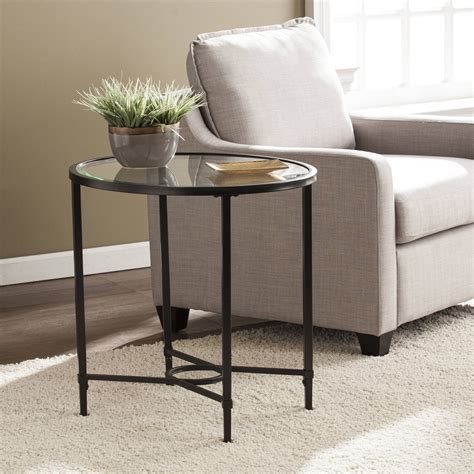 Quibilah Modern Metalglass Oval Side Table Black