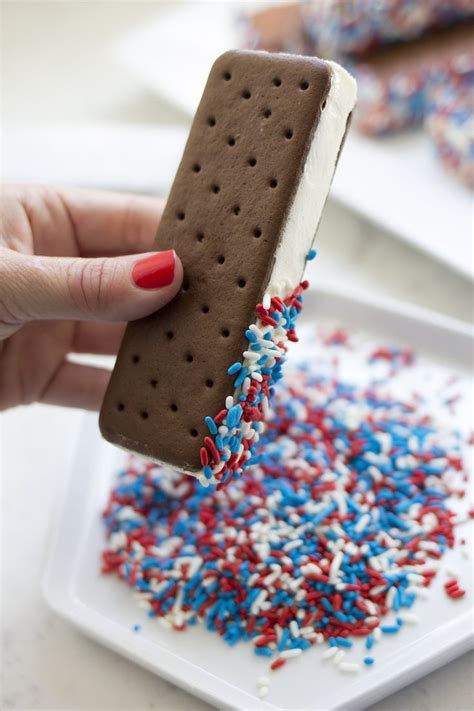 Dress Up Store Bought Ice Cream Sandwiches With Red White And Blue