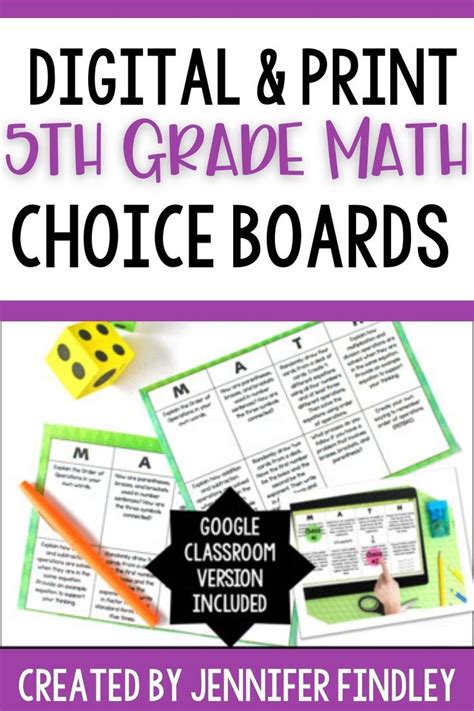 Th Grade Math Choice Boards Google Classroom Included For Distance