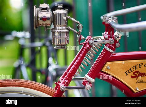 Vintage cruiser with antique bicycle light Stock Photo - Alamy