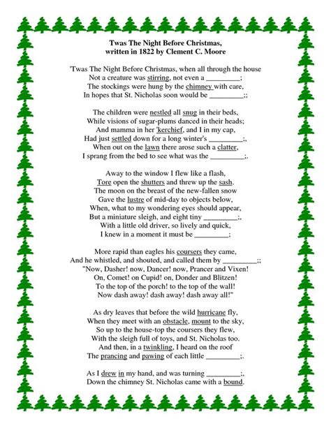 Night Before Christmas Printable Poem