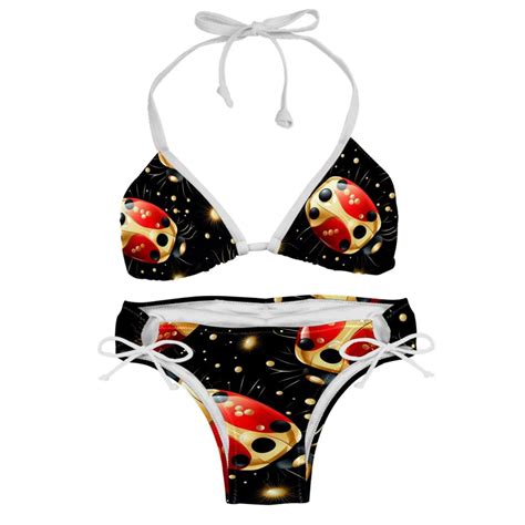 Seven Starred Ladybird Detachable Sponge Adjustable Strap Bikini Set