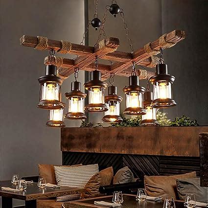 Retro Pendelleuchte Industrielle Deckenlampe Steampunk Holzlampen