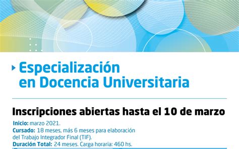 Inscripciones abiertas para el Posgrado de Especialización en Docencia