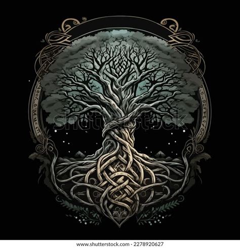 Yggdrasil Tree Vector Isolated White Background Stock Vector Royalty Free 2278920627