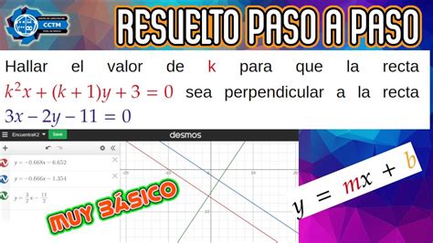 🤓 Encuentra El Valor De Kecuación De La Recta Ecuación Pendiente Perpendicular Youtube