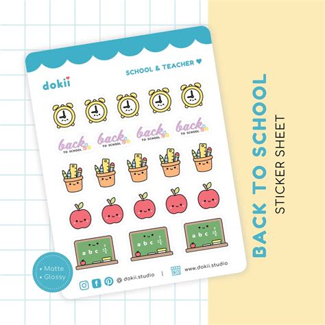 Kawaii Back to School Stickers Cute School Planner Stickers Teachers ...