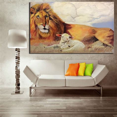 Lion Lamb Painting at PaintingValley.com | Explore collection of Lion ...