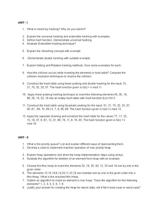 ADS - ADS - UNIT - I What is meant by hashing? Why do you need it