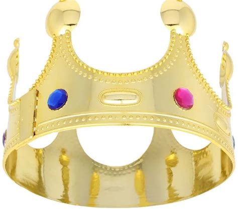 New King And Queen Gold Plastic Jeweled Crown And Tiara Costume Halloween