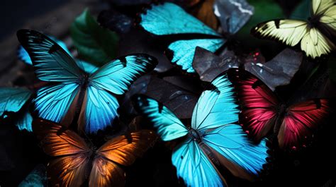 An Image With Many Butterflies In Dark Background Cool Picture Of