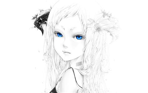 Face Drawing Illustration Monochrome Anime Anime Girls Line Art