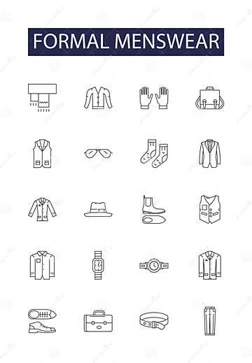 Formal Menswear Line Vector Icons And Signs Menswear Male Fashion